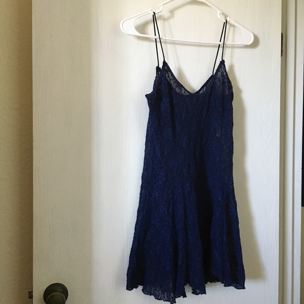 Vintage Victoria's Secret Gold Label lace slip dress. Dark blue. Size M.